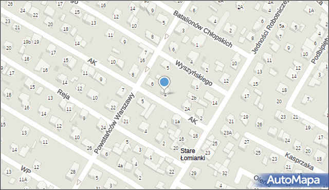 Łomianki, Armii Krajowej, 4, mapa Łomianki