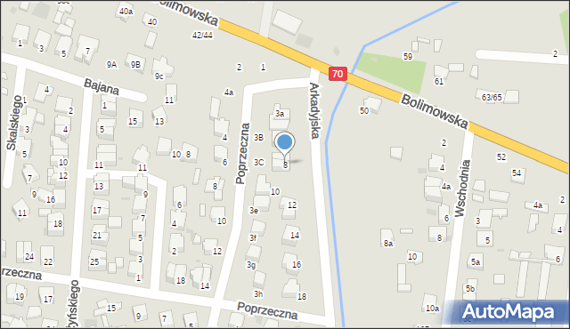 Łowicz, Arkadyjska, 8, mapa Łowicza