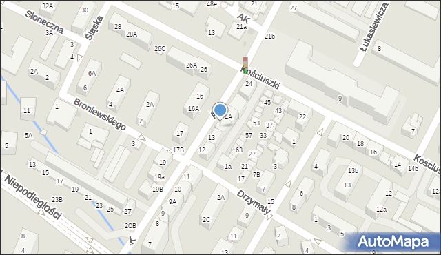 Lubin, Armii Krajowej, 14, mapa Lubin