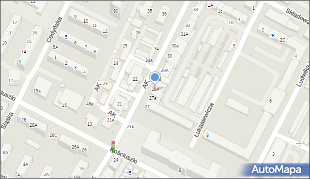 Lubin, Armii Krajowej, 28A, mapa Lubin