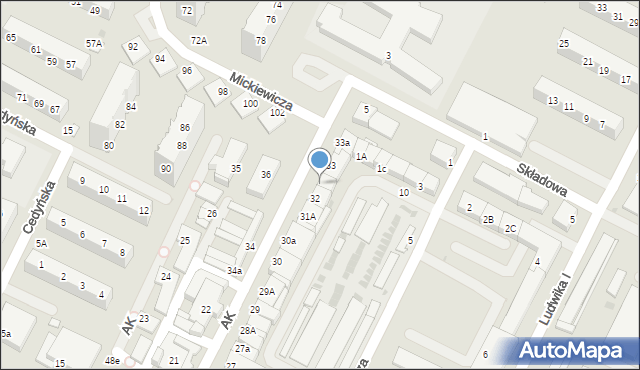 Lubin, Armii Krajowej, 32a, mapa Lubin