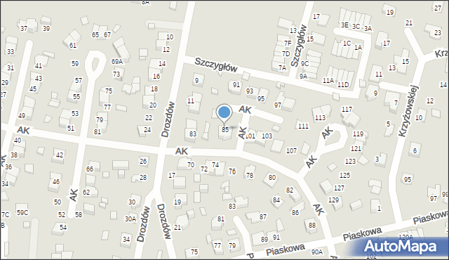 Lubliniec, Armii Krajowej, 85, mapa Lubliniec