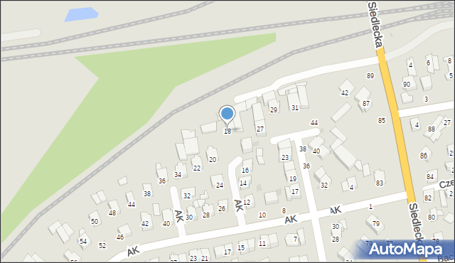 Łuków, Armii Krajowej, 18a, mapa Łuków