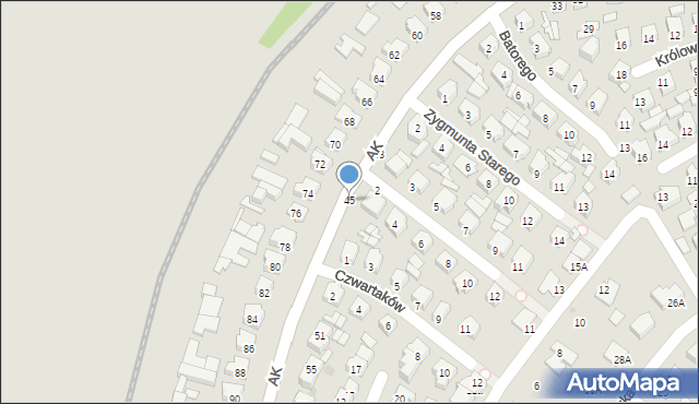 Łuków, Armii Krajowej, 45, mapa Łuków