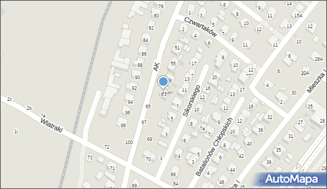 Łuków, Armii Krajowej, 63, mapa Łuków