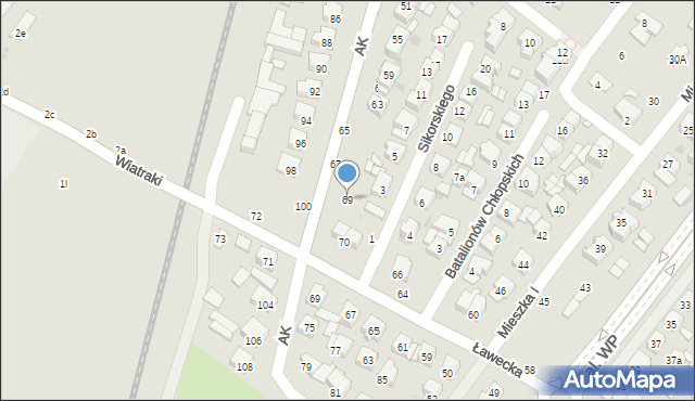 Łuków, Armii Krajowej, 69, mapa Łuków