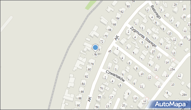 Łuków, Armii Krajowej, 76, mapa Łuków