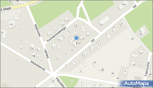 Lutomiersk, Armii Krajowej, 8, mapa Lutomiersk