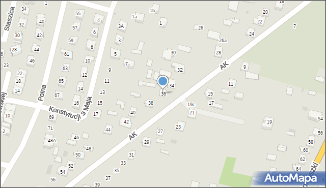 Maków Mazowiecki, Armii Krajowej, 36, mapa Maków Mazowiecki