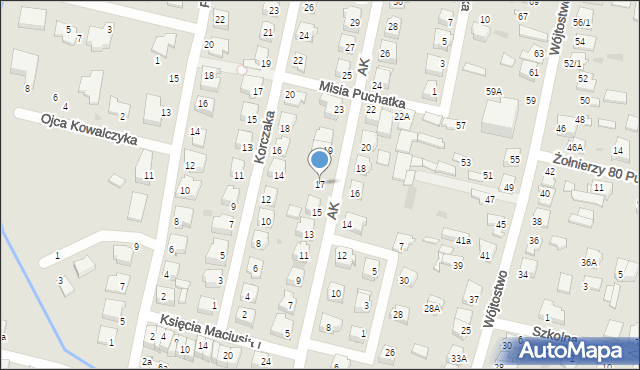 Mława, Armii Krajowej, 17, mapa Mława