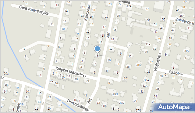 Mława, Armii Krajowej, 9, mapa Mława