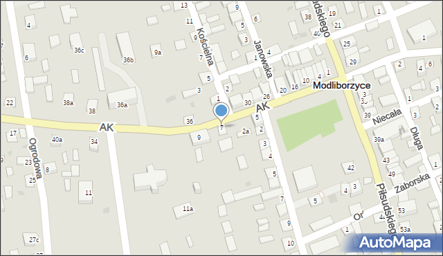Modliborzyce, Armii Krajowej, 7, mapa Modliborzyce