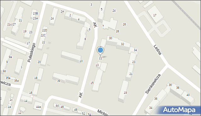 Morąg, Armii Krajowej, 11, mapa Morąg