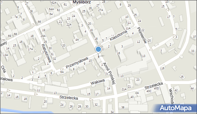Myślibórz, Armii Polskiej, 8, mapa Myślibórz