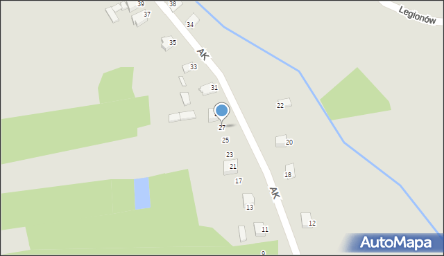 Myszków, Armii Krajowej, 27, mapa Myszków