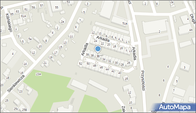 Nowa Sól, Arkadia, 36, mapa Nowa Sól