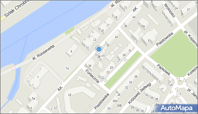 Nysa, Armii Krajowej, 28, mapa Nysy