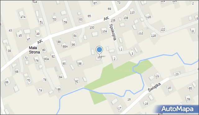 Odrzykoń, Armii Krajowej, 102, mapa Odrzykoń