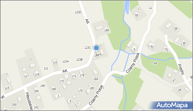 Odrzykoń, Armii Krajowej, 186, mapa Odrzykoń