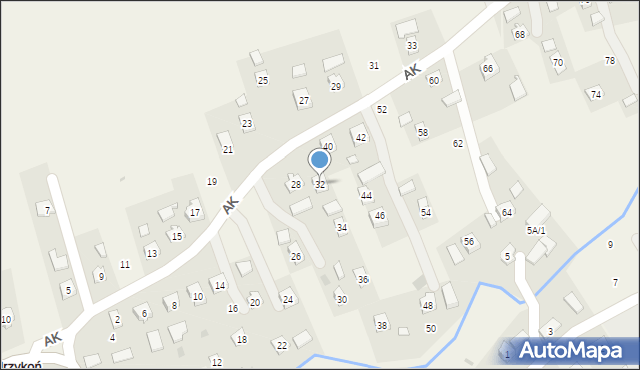 Odrzykoń, Armii Krajowej, 32, mapa Odrzykoń