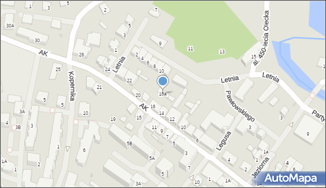 Olecko, Armii Krajowej, 16a, mapa Olecko