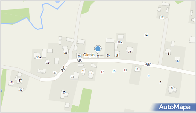 Olesin, Armii Krajowej, 22, mapa Olesin