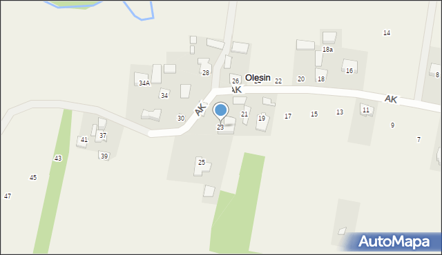 Olesin, Armii Krajowej, 23, mapa Olesin