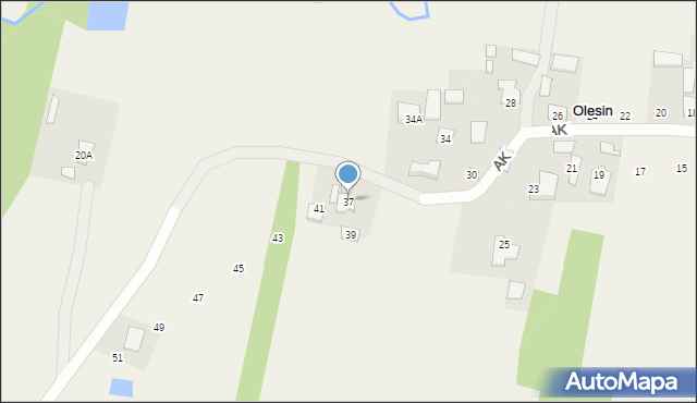 Olesin, Armii Krajowej, 37, mapa Olesin
