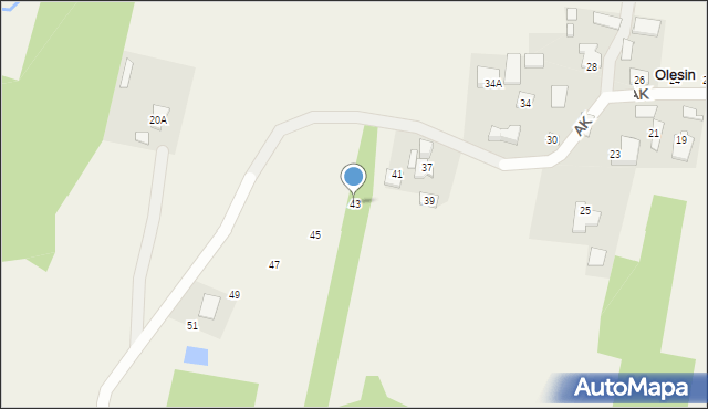 Olesin, Armii Krajowej, 43, mapa Olesin