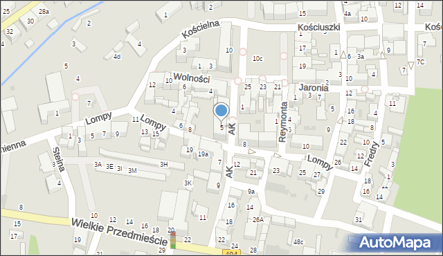 Olesno, Armii Krajowej, 5, mapa Olesno