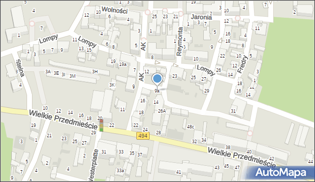 Olesno, Armii Krajowej, 9a, mapa Olesno