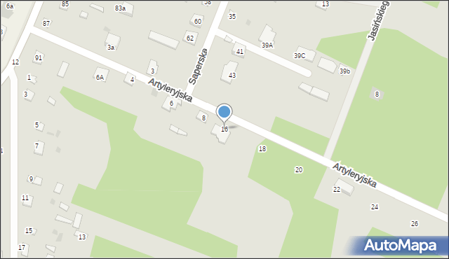 Ostrów Mazowiecka, Artyleryjska, 16, mapa Ostrów Mazowiecka