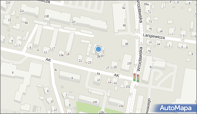 Ostrów Wielkopolski, Armii Krajowej, 25, mapa Ostrów Wielkopolski