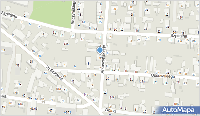 Pabianice, Arkuszyńskiego Aleksandra, gen., 5, mapa Pabianic