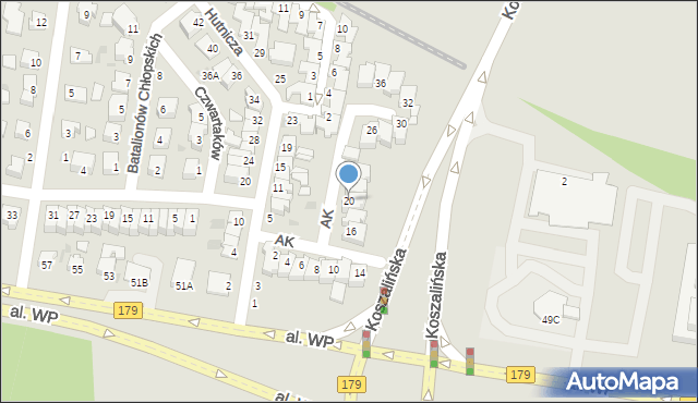 Piła, Armii Krajowej, 20, mapa Piły