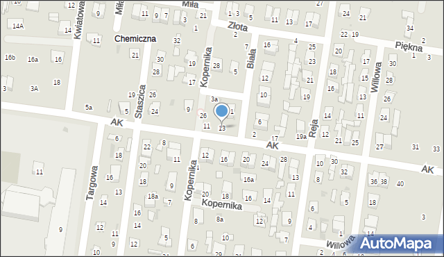 Pionki, Armii Krajowej, 13, mapa Pionki