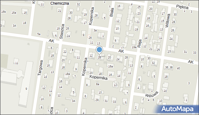 Pionki, Armii Krajowej, 16, mapa Pionki