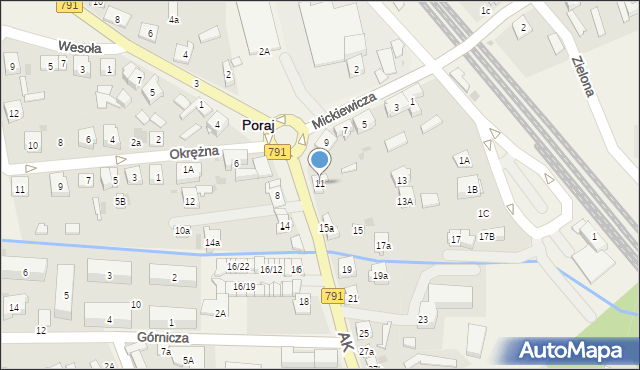 Poraj, Armii Krajowej, 11, mapa Poraj