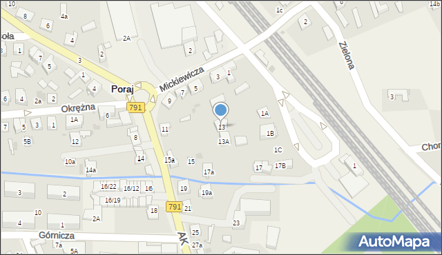 Poraj, Armii Krajowej, 13, mapa Poraj