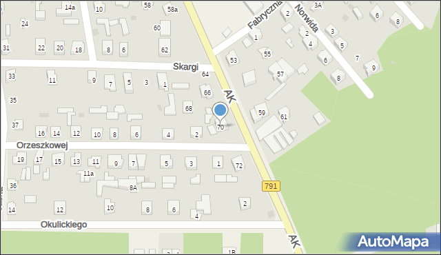 Poraj, Armii Krajowej, 70, mapa Poraj