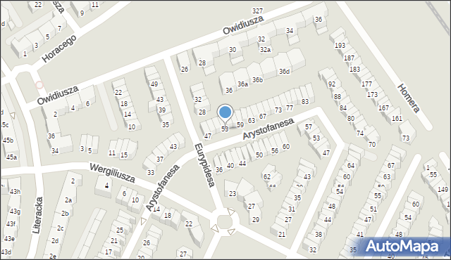 Poznań, Arystofanesa, 53, mapa Poznania