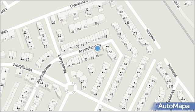 Poznań, Arystofanesa, 60, mapa Poznania