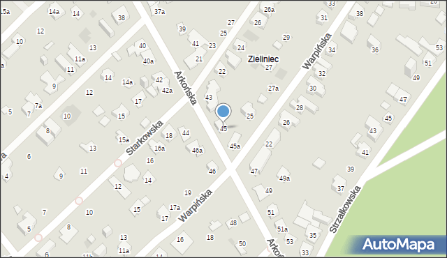 Poznań, Arkońska, 45, mapa Poznania