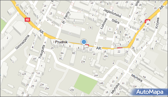 Prudnik, Armii Krajowej, 10, mapa Prudnik