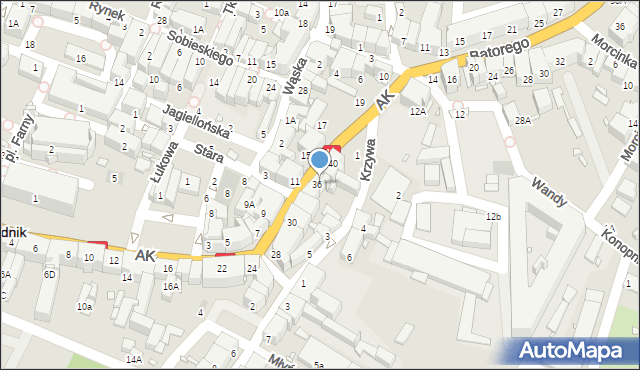 Prudnik, Armii Krajowej, 38, mapa Prudnik