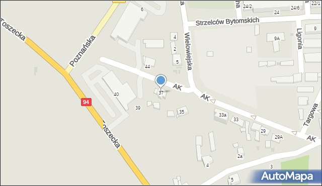 Pyskowice, Armii Krajowej, 37, mapa Pyskowice