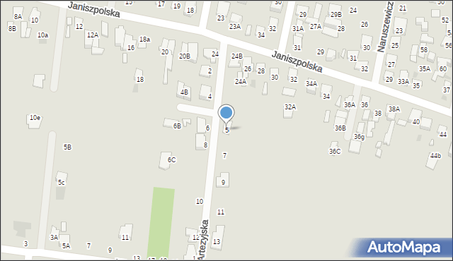 Radom, Artezyjska, 5, mapa Radomia