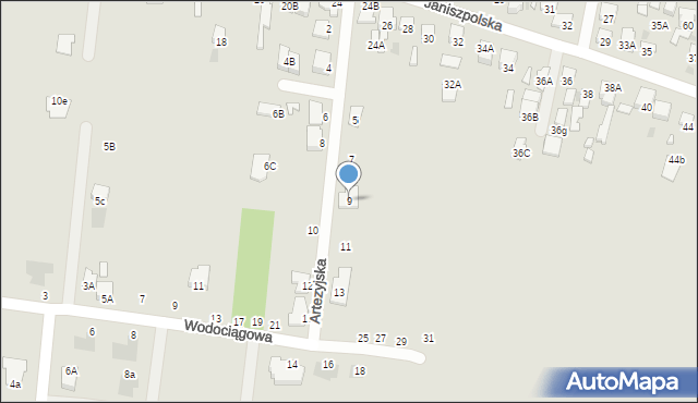 Radom, Artezyjska, 9, mapa Radomia