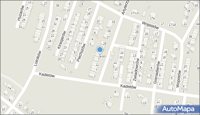 Radzionków, Artylerzystów, 17, mapa Radzionków