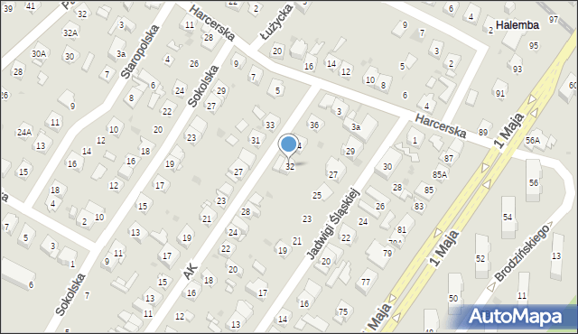 Ruda Śląska, Armii Krajowej, 32, mapa Rudy Śląskiej